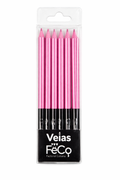 Vela Cromada Rosada  - 6 Unidades