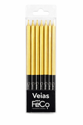 Vela Cromada Dorada   - 6 Unidades