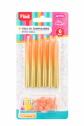 Vela Pastel Oro Naranja - 6 unidades