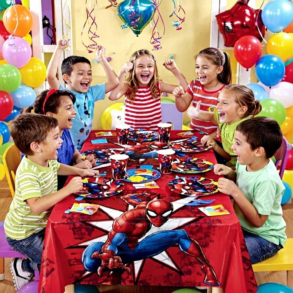 Pack Cumpleaños Fiesta Temática Hombre Araña Para 12 Niños