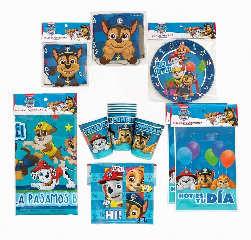 Pack Fiesta Temática Paw Patrol Para 12 Niños - Cumpleaños
