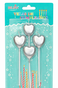 Vela Corazón Plateada - 4 unidades