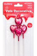 Vela Corazón Roja - 4 unidades