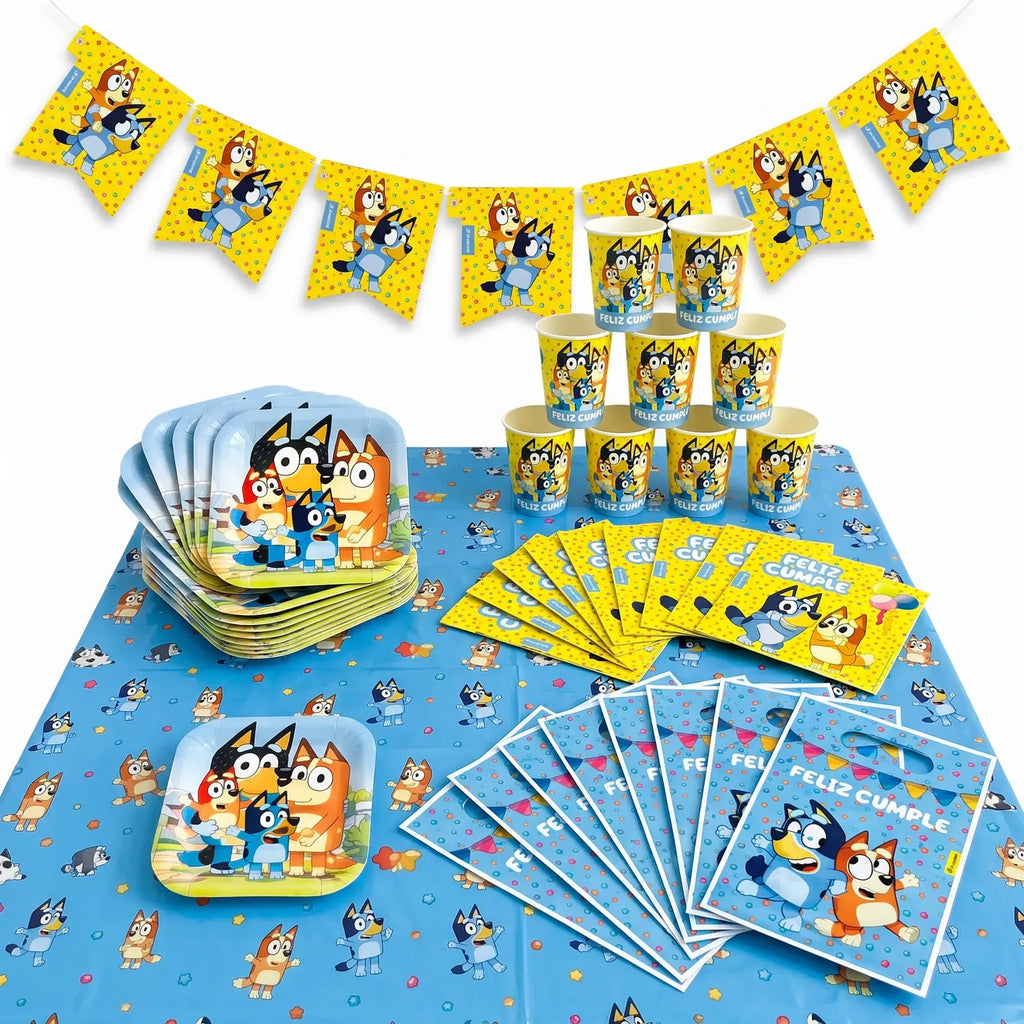 Kit Decoración Fiesta Bluey Para 12 Personas Con Globos