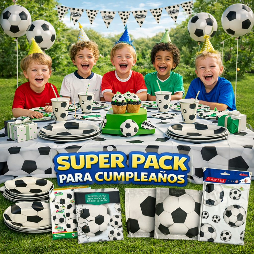 Pack Cumpleaños Infantil Fútbol 20 Personas Fiesta Temática