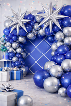 Set De Globos Azul Y Plata Para Arco Orgánico