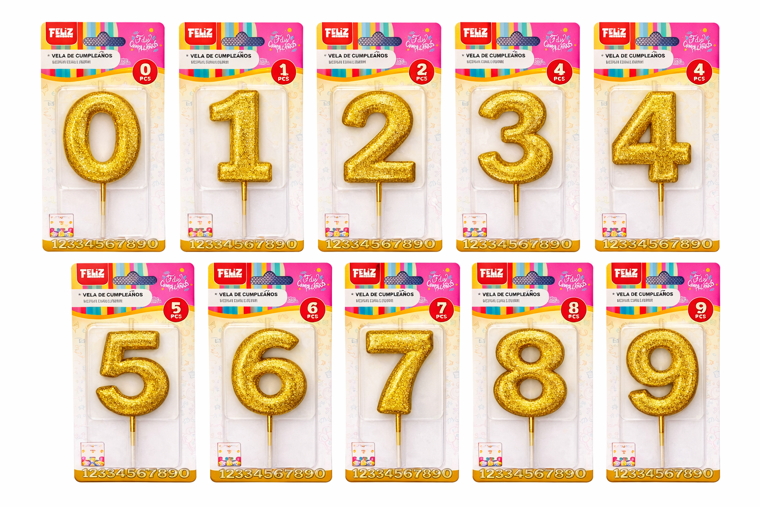 Vela Número Glitter Dorada